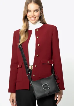 Damska crossbody ze skóry z klamrą czarna>WITTCHEN Sale