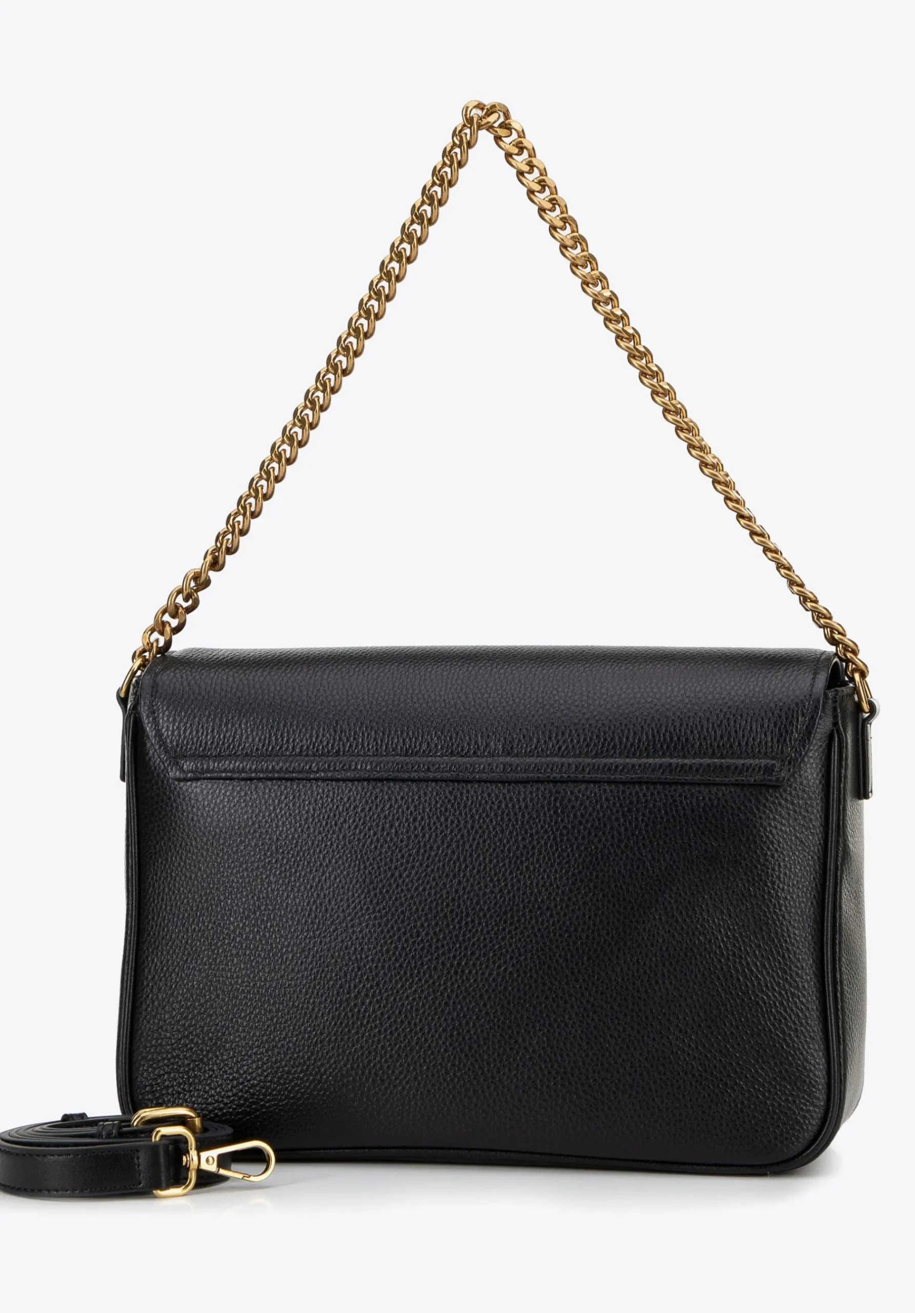 Damska crossbody ze skóry z dekoracyjnym zapięciem czarna>WITTCHEN Hot
