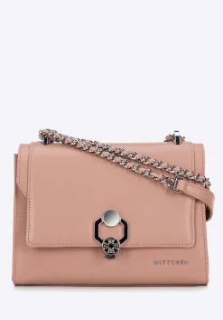 Damska crossbody ze skóry z ozdobną klamrą różowa>WITTCHEN Clearance