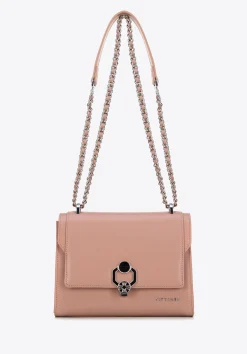 Damska crossbody ze skóry z ozdobną klamrą różowa>WITTCHEN Clearance