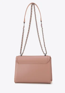 Damska crossbody ze skóry z ozdobną klamrą różowa><noscript><img data-lazyloaded=