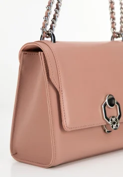 Damska crossbody ze skóry z ozdobną klamrą różowa><noscript><img data-lazyloaded=