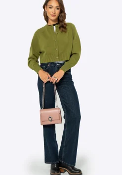 Damska crossbody ze skóry z ozdobną klamrą różowa><noscript><img data-lazyloaded=