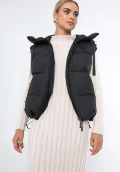 Damska kamizelka oversize pikowana czarna><noscript><img width=