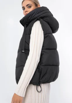 Damska kamizelka oversize pikowana czarna><noscript><img width=