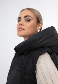 Damska kamizelka oversize pikowana czarna><noscript><img width=