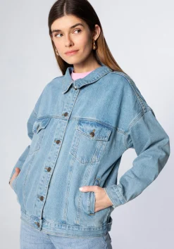 Damska kurtka dżinsowa oversize niebieska><noscript><img width=