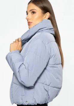 Damska kurtka oversize pikowana niebieska><noscript><img width=