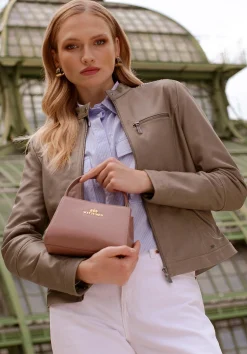 Damska kurtka ze skóry ciemny beż>WITTCHEN Online