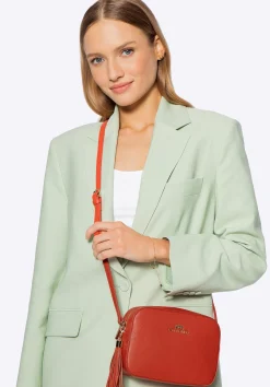 Damska listonoszka skórzana pudełkowa z chwostem pomarańczowa>WITTCHEN Fashion