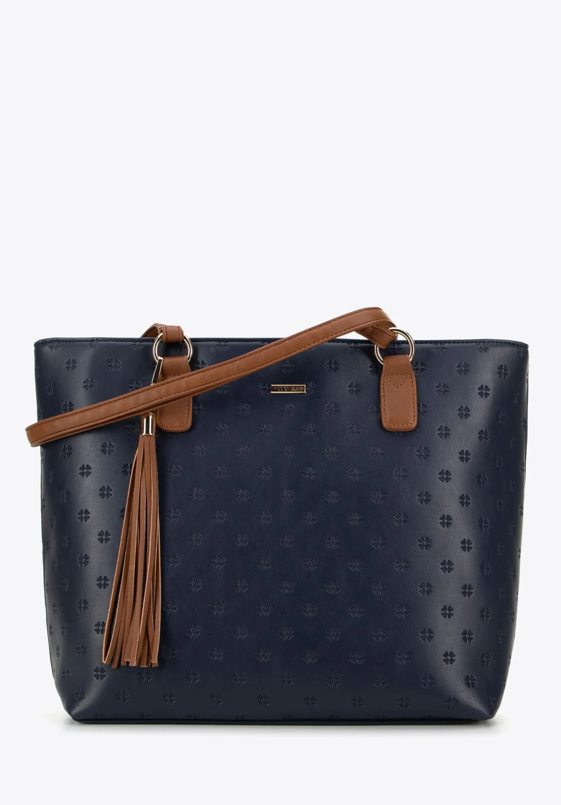 Damska shopperka w drobny monogram granatowo - brązowa>WITTCHEN Outlet