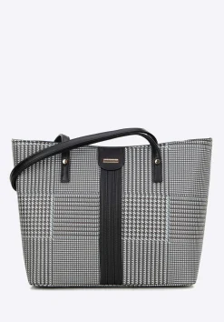 Damska shopperka w kratkę z ekoskóry czarno-biała>WITTCHEN Fashion
