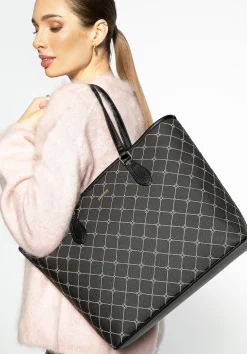 Damska shopperka w monogram czarna>WITTCHEN Sale
