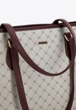 Damska shopperka w monogram szaro-bordowa><noscript><img width=