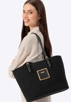 Damska shopperka z domieszką bawełny czarna>WITTCHEN Fashion