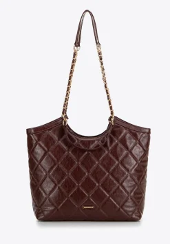Damska shopperka z ekoskóry w geometryczne przeszycia bordowa>WITTCHEN Fashion