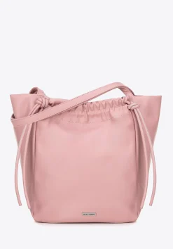 Damska shopperka z ekoskóry z dekoracyjnymi troczkami różowa>WITTCHEN Fashion
