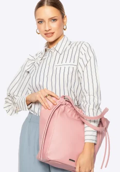 Damska shopperka z ekoskóry z dekoracyjnymi troczkami różowa>WITTCHEN Fashion