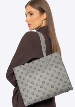 Damska shopperka z ekoskóry w tłoczoną sygnaturę szara>WITTCHEN Fashion