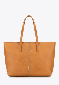 Damska shopperka z imitacji skóry w nity brązowa>WITTCHEN Sale