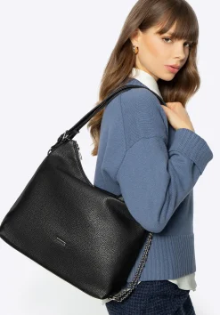 Damska torba – plecak ze skóry ekologicznej czarno-srebrna>WITTCHEN Best