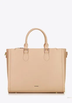 Damska torba na laptopa 14,5” z imitacji skóry beżowa>WITTCHEN Fashion