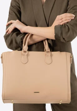 Damska torba na laptopa 14,5” z imitacji skóry beżowa>WITTCHEN Fashion