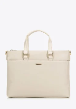 Damska torba na laptopa 13’’ z ekoskóry beżowa>WITTCHEN New