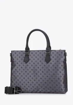 Damska torba na laptopa 12” z żakardu z opaskami ze skóry szara>WITTCHEN Best