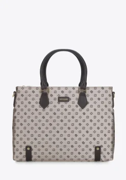 Damska torba na laptopa 12” z żakardu z opaskami ze skóry beżowa>WITTCHEN Online