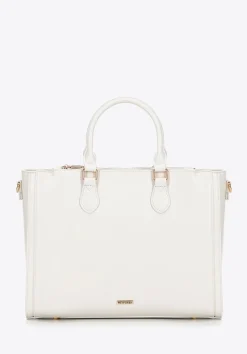 Damska torba na laptopa 14,5” z imitacji skóry kremowa>WITTCHEN Clearance
