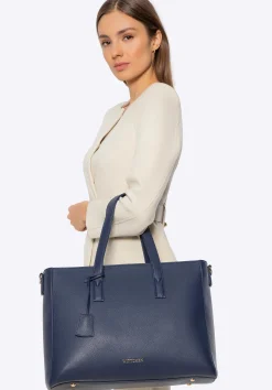 Damska torba na laptopa 16" z imitacji skóry granatowa>WITTCHEN Online