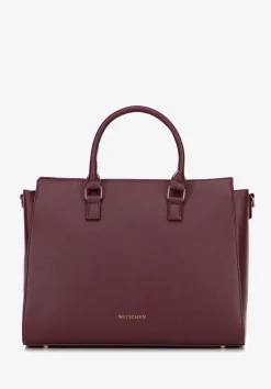 Damska torba na laptopa 17" z imitacji skóry bordowa>WITTCHEN Hot