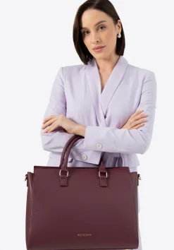 Damska torba na laptopa 17" z imitacji skóry bordowa>WITTCHEN Hot