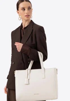 Damska torba na laptopa 16" z imitacji skóry kremowa>WITTCHEN Fashion