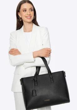 Damska torba na laptopa 16" z imitacji skóry czarna>WITTCHEN Online