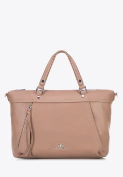 Damska torba na laptopa 15" ze skóry z chwostem beżowa>WITTCHEN Hot