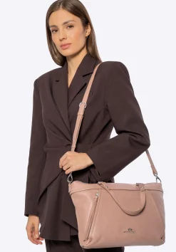 Damska torba na laptopa 15" ze skóry z chwostem beżowa><noscript><img width=