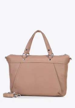 Damska torba na laptopa 15" ze skóry z chwostem beżowa><noscript><img width=