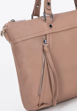 Damska torba na laptopa 15" ze skóry z chwostem beżowa><noscript><img width=