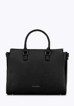 Damska torba na laptopa 17" z imitacji skóry czarno - srebrna>WITTCHEN Sale