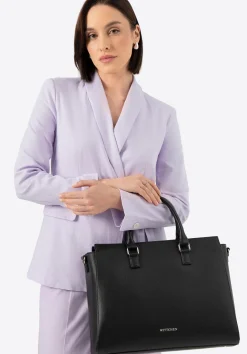 Damska torba na laptopa 17" z imitacji skóry czarno - srebrna>WITTCHEN Sale
