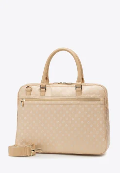 Damska torba na laptopa 14" z żakardu w monogram kremowa>WITTCHEN Best