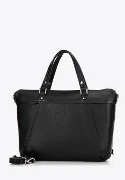 Damska torba na laptopa 15" ze skóry z chwostem czarna>WITTCHEN Fashion