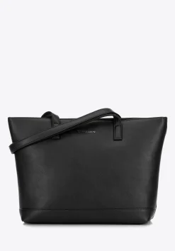 Damska torba na laptopa 15,6" z imitacji skóry czarna>WITTCHEN Fashion