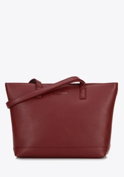 Damska torba na laptopa 15,6" z imitacji skóry bordowa>WITTCHEN Clearance