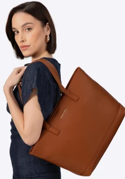 Damska torba na laptopa 15,6" z imitacji skóry brązowa>WITTCHEN Clearance