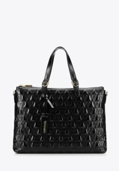 Damska torba na laptopa 14'' w geometryczny wzór czarna>WITTCHEN Fashion