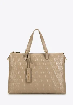 Damska torba na laptopa 14'' w geometryczny wzór beżowa>WITTCHEN Best