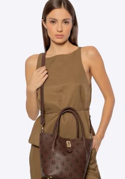 Damski kuferek z ekoskóry z tłoczoną sygnaturą ciemny brąz>WITTCHEN Fashion